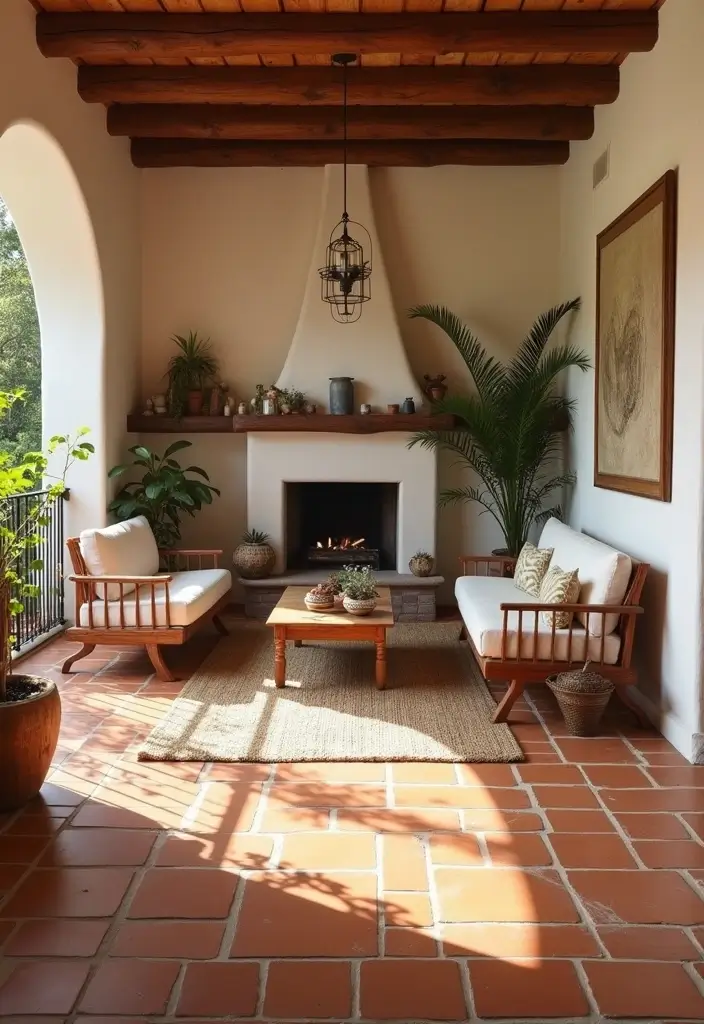 27 Living Room Tile Floor Ideas That Feel Sleek and Durable - 3. Terracotta Tiles