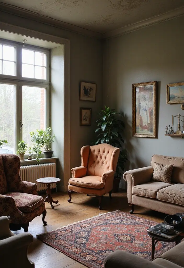 27 Living Room Vintage Ideas That Add Character and Charm - 14. Eclectic Seating Arrangements