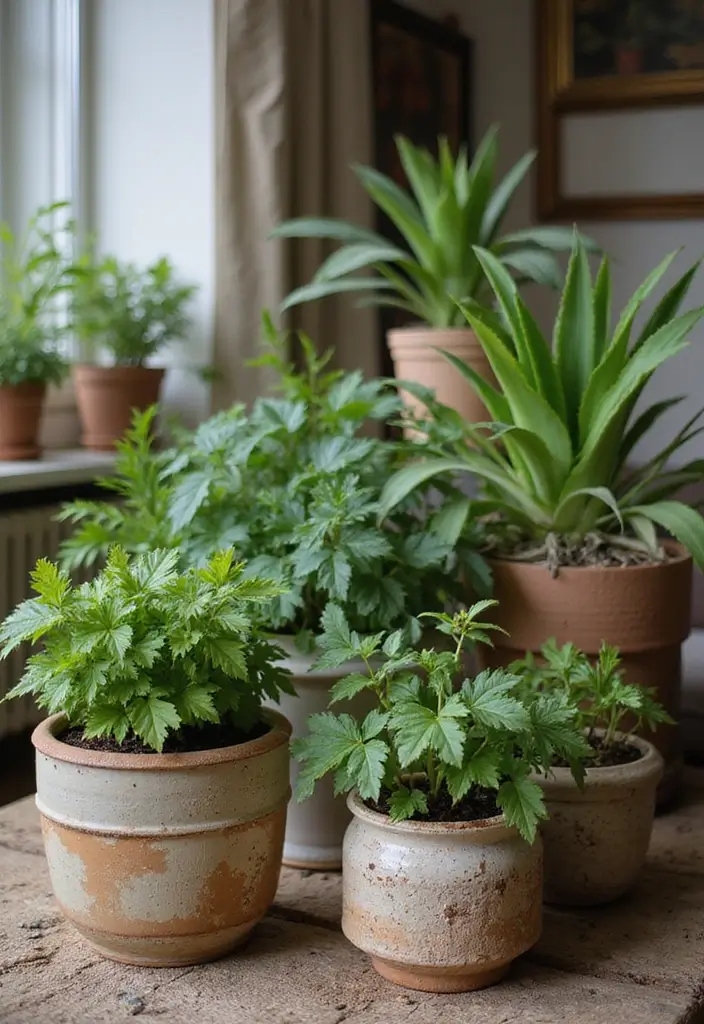 27 Living Room Vintage Ideas That Add Character and Charm - 23. Vintage Plant Decor