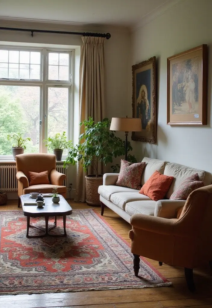 27 Living Room Vintage Ideas That Add Character and Charm - 26. Vintage Furniture Grouping