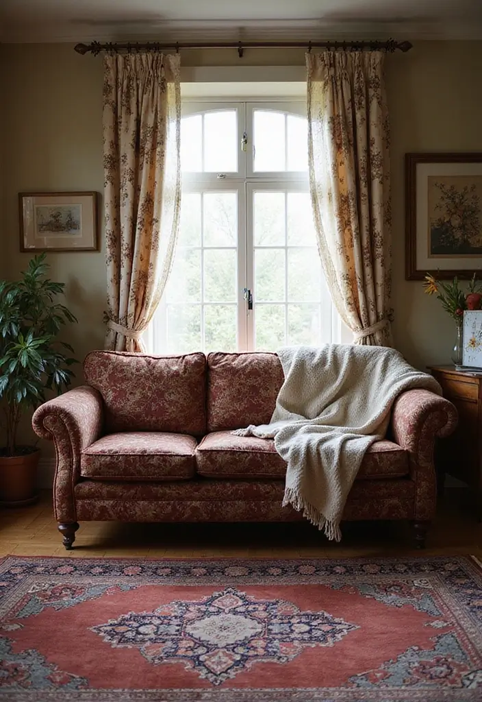 27 Living Room Vintage Ideas That Add Character and Charm - 4. Vintage Textiles