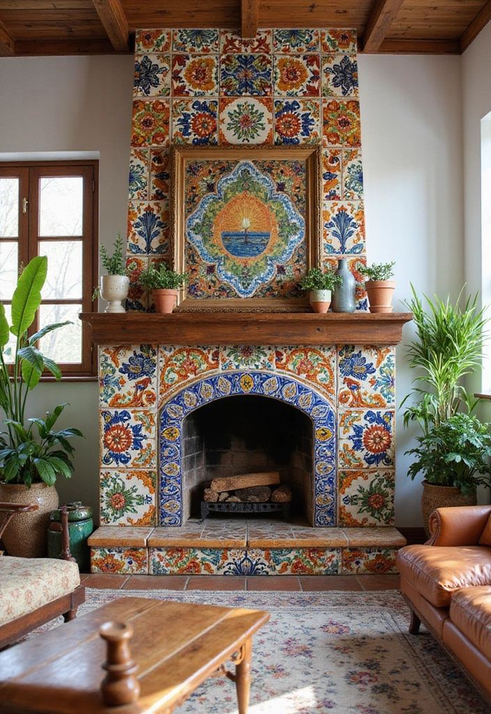 27 Mexican Interior Design Living Room Ideas That Feel Vibrant and Colorful - 1. Hand-Painted Talavera Tiles