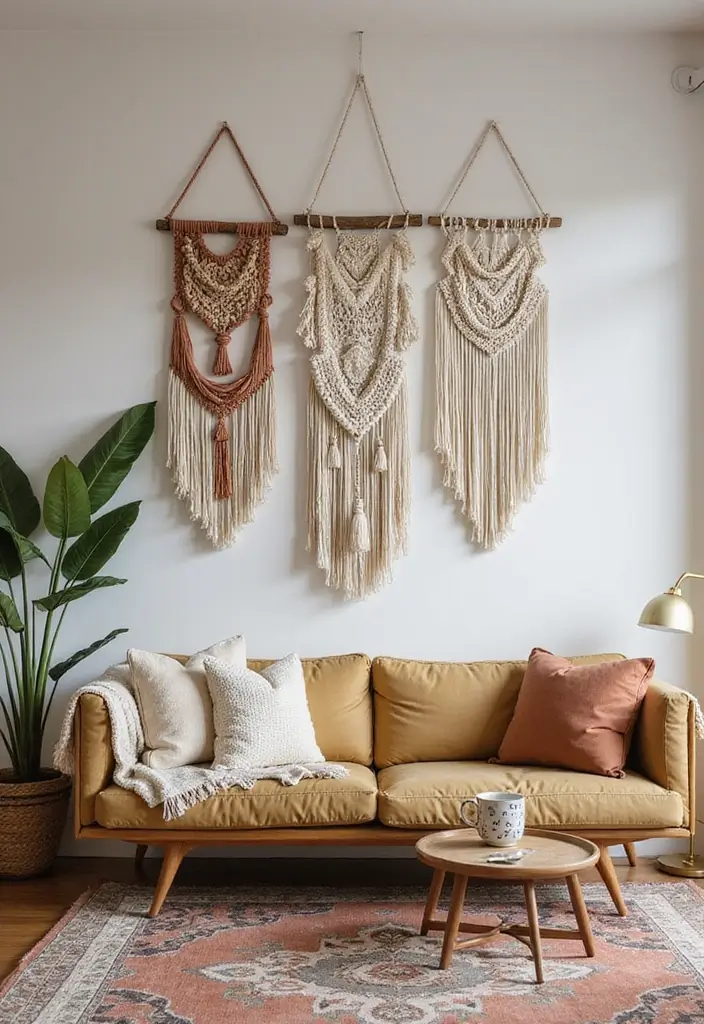 27 Mexican Interior Design Living Room Ideas That Feel Vibrant and Colorful - 14. Bohemian Wall Hangings