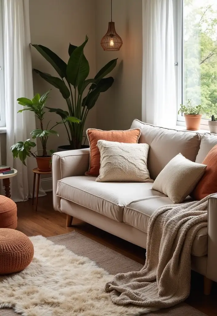 27 Small Cozy Living Room Ideas That Feel Warm and Welcoming - 1. Layered Textiles