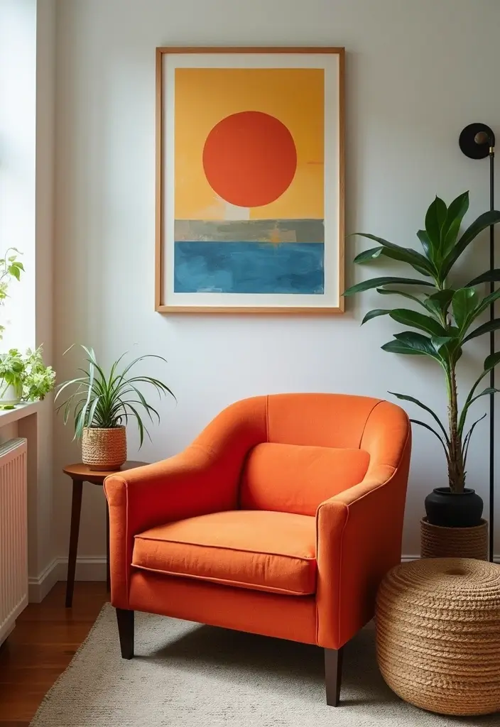 27 Small Cozy Living Room Ideas That Feel Warm and Welcoming - 11. Pop of Color