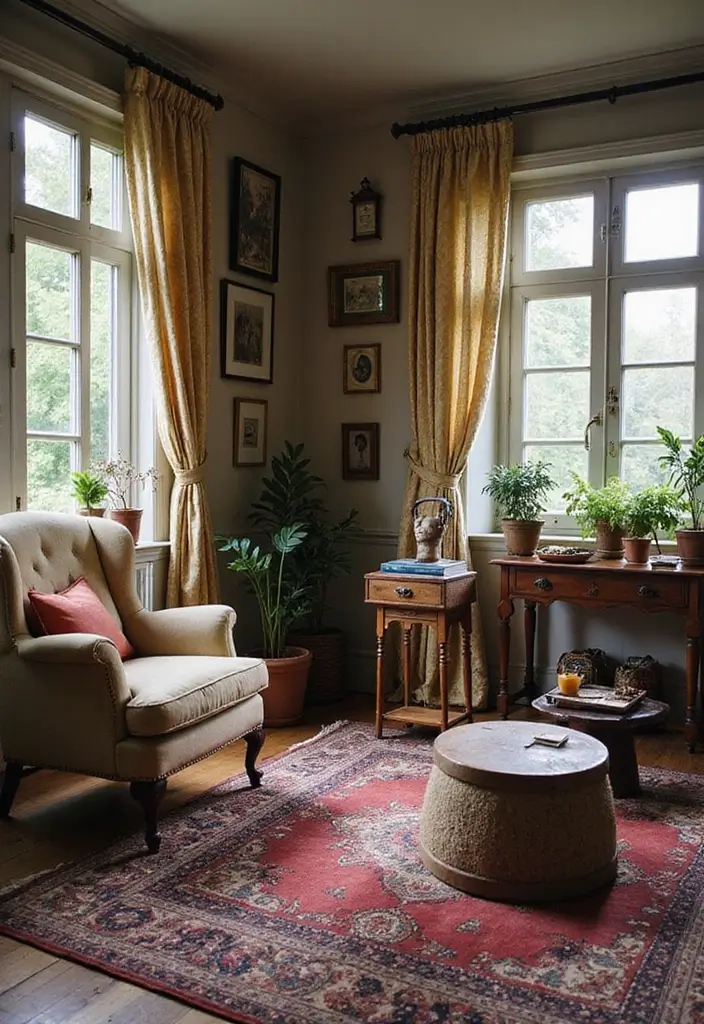27 Small Cozy Living Room Ideas That Feel Warm and Welcoming - 22. Vintage Finds