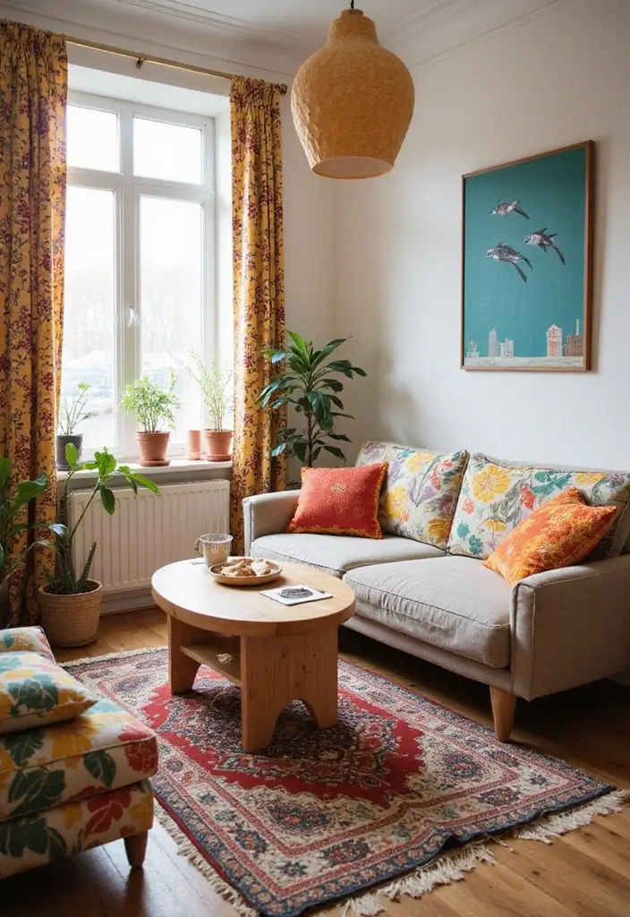 27 Small Cozy Living Room Ideas That Feel Warm and Welcoming - 26. Playful Patterns