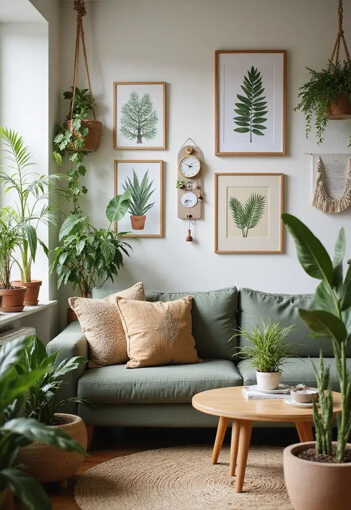 27 Small Cozy Living Room Ideas That Feel Warm and Welcoming - 5. Nature-Inspired Decor
