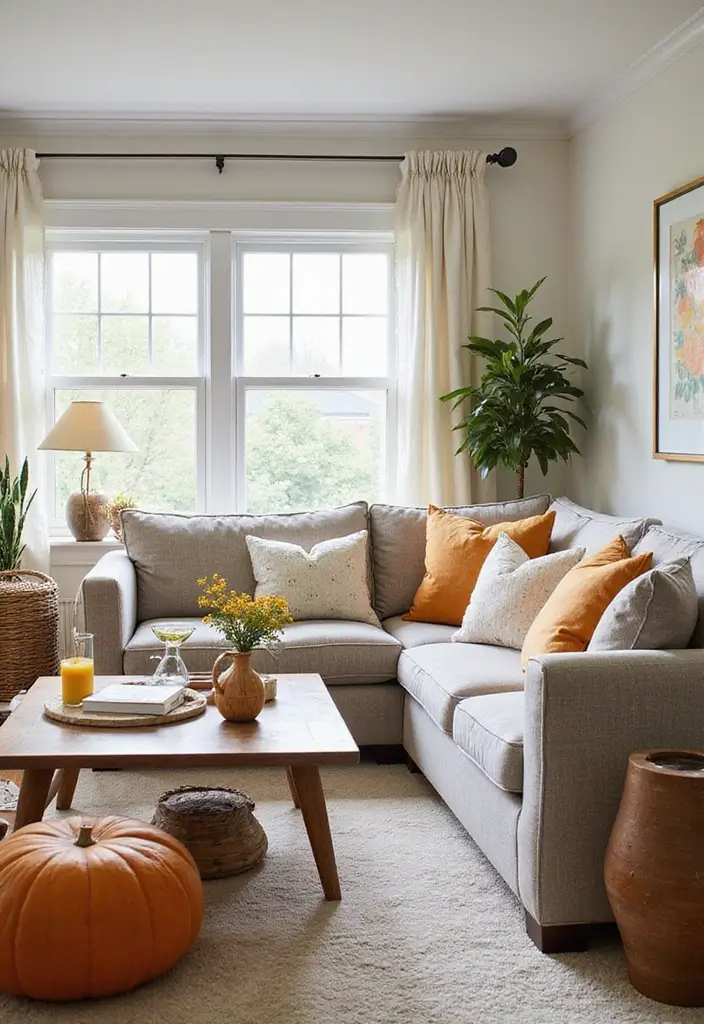 27 White Modern Living Room Ideas That Feel Bright and Minimal - 26. Seasonal Decor Swaps