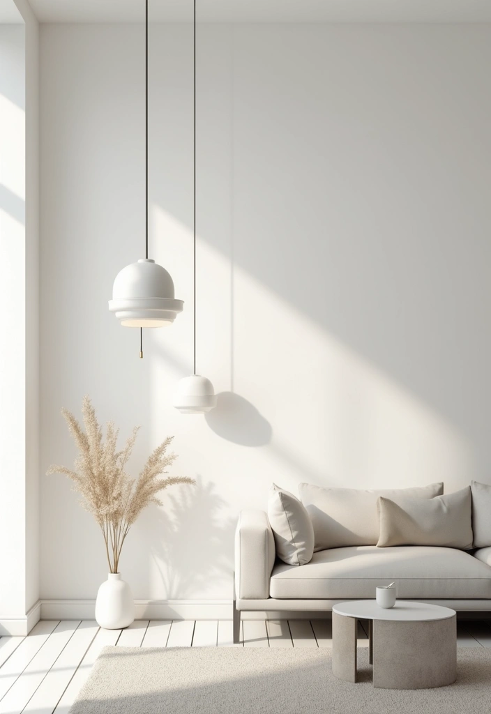 27 White Modern Living Room Ideas That Feel Bright and Minimal - 9. Simple Lighting Fixtures