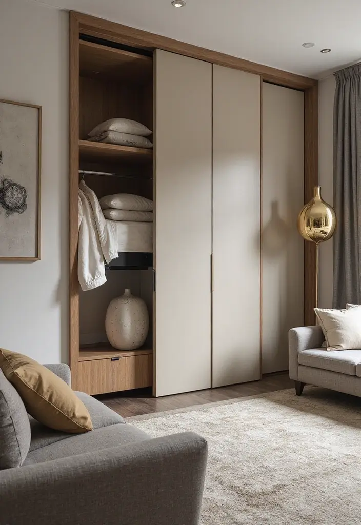 28 Bedroom With Living Room Combo Ideas That Save Space Beautifully - 1. Sleek Murphy Bed Magic