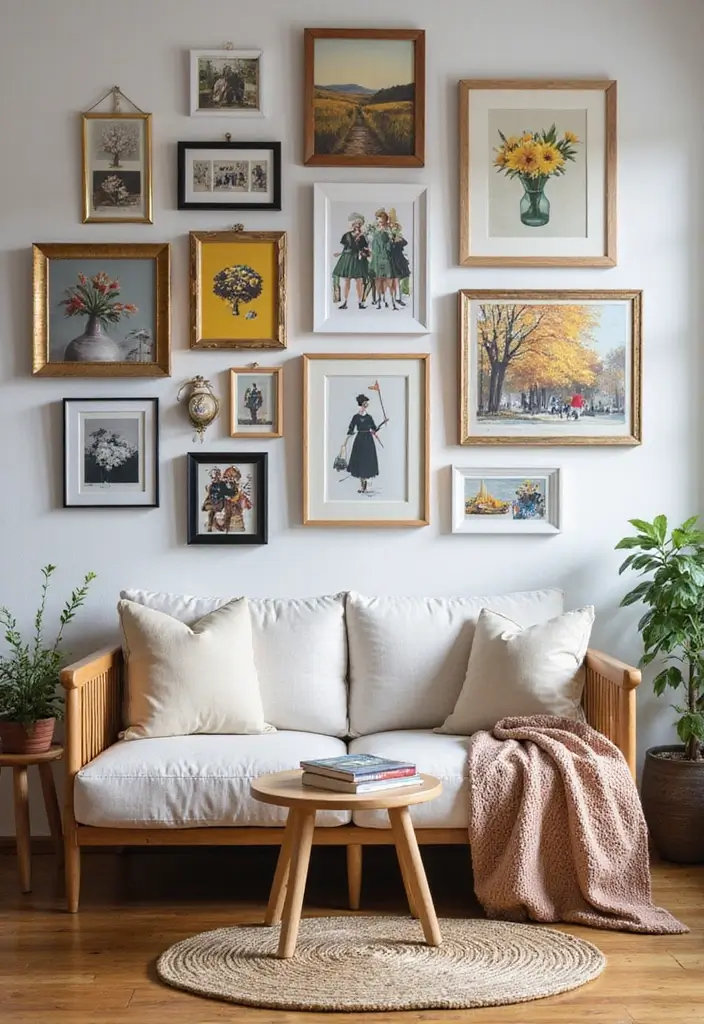 28 Bedroom With Living Room Combo Ideas That Save Space Beautifully - 12. Personalized Gallery Walls