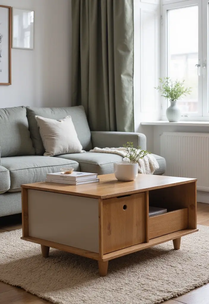 28 Bedroom With Living Room Combo Ideas That Save Space Beautifully - 13. Compact Coffee Tables