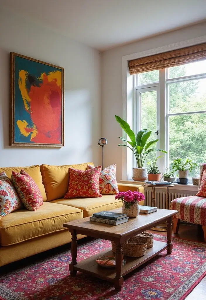 28 Bedroom With Living Room Combo Ideas That Save Space Beautifully - 16. Bold Decorative Accents