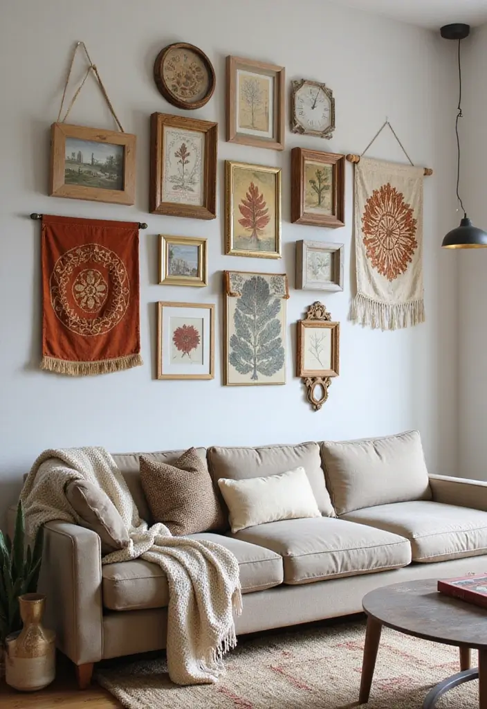 28 Bedroom With Living Room Combo Ideas That Save Space Beautifully - 18. Creative Wall Art Displays