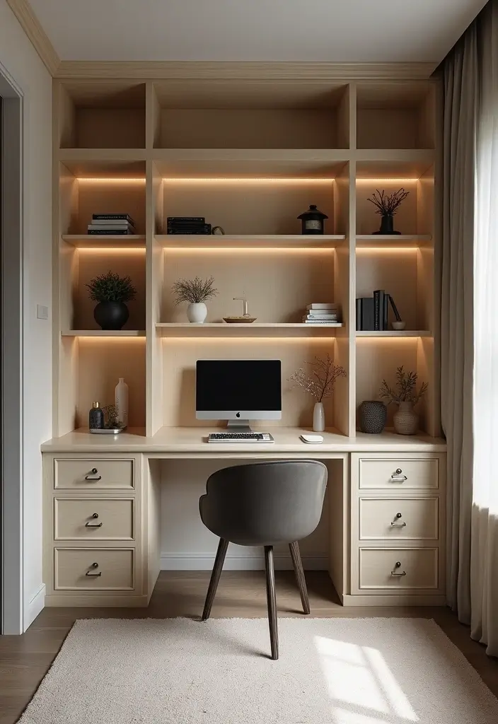 28 Bedroom With Living Room Combo Ideas That Save Space Beautifully - 19. Functional Built-Ins