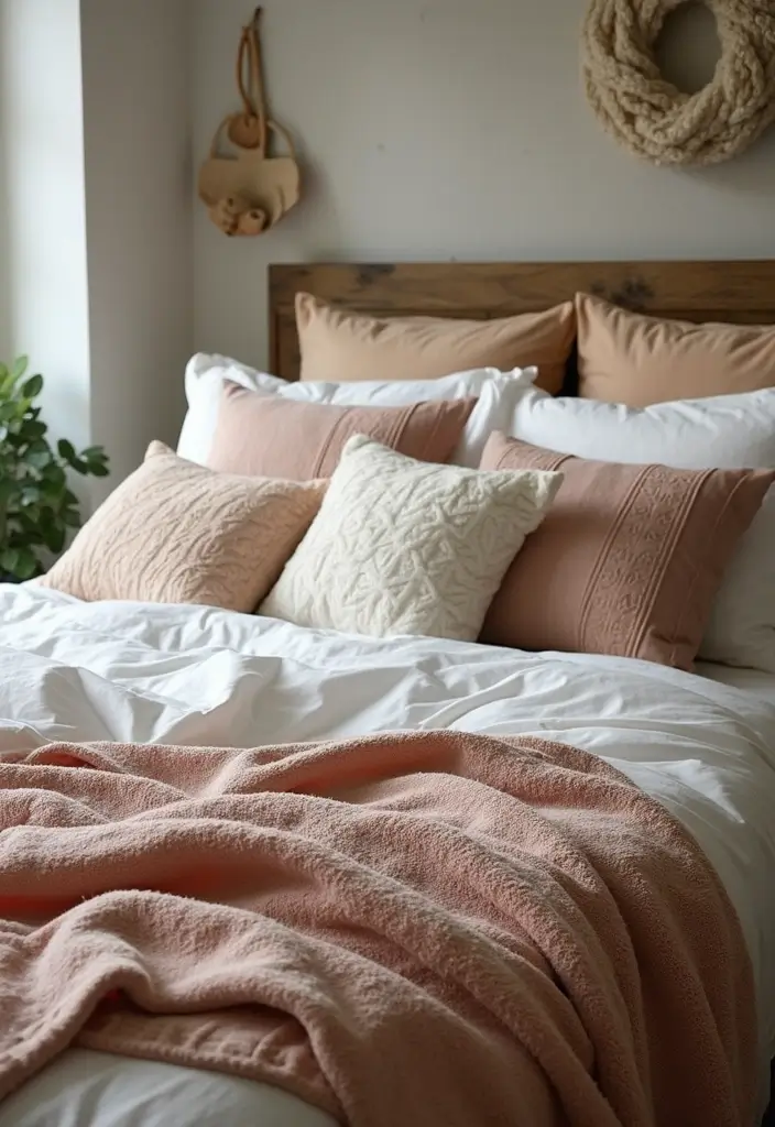 28 Bedroom With Living Room Combo Ideas That Save Space Beautifully - 21. A Layered Bedding Look