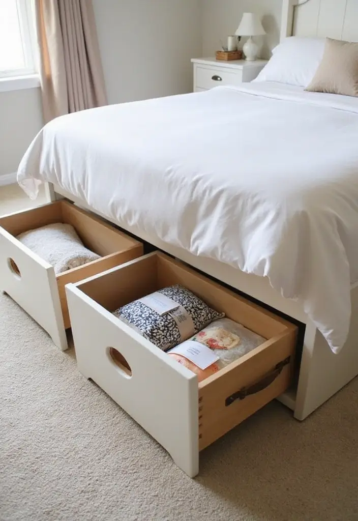 28 Bedroom With Living Room Combo Ideas That Save Space Beautifully - 7. Under-Bed Storage Solutions