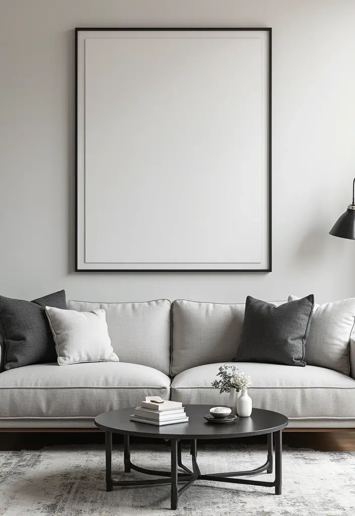 28 Black and White Wall Art Living Room Ideas That Feel Classic and Bold - 14. Oversized Art: Making an Impact