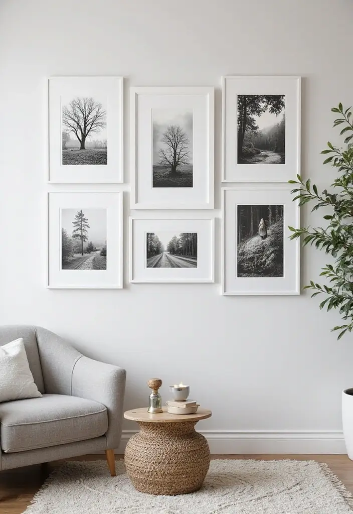 28 Black and White Wall Art Living Room Ideas That Feel Classic and Bold - 24. Seasonal Art: Reflecting Changes