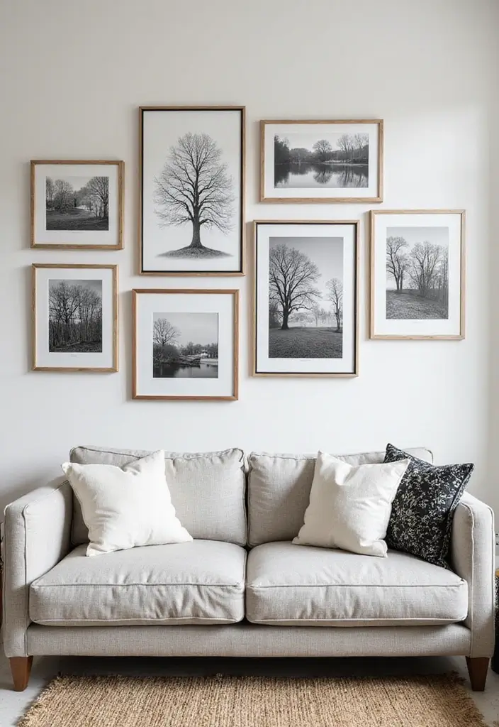 28 Black and White Wall Art Living Room Ideas That Feel Classic and Bold - 28. Seasonal Transition: Adapting to Change