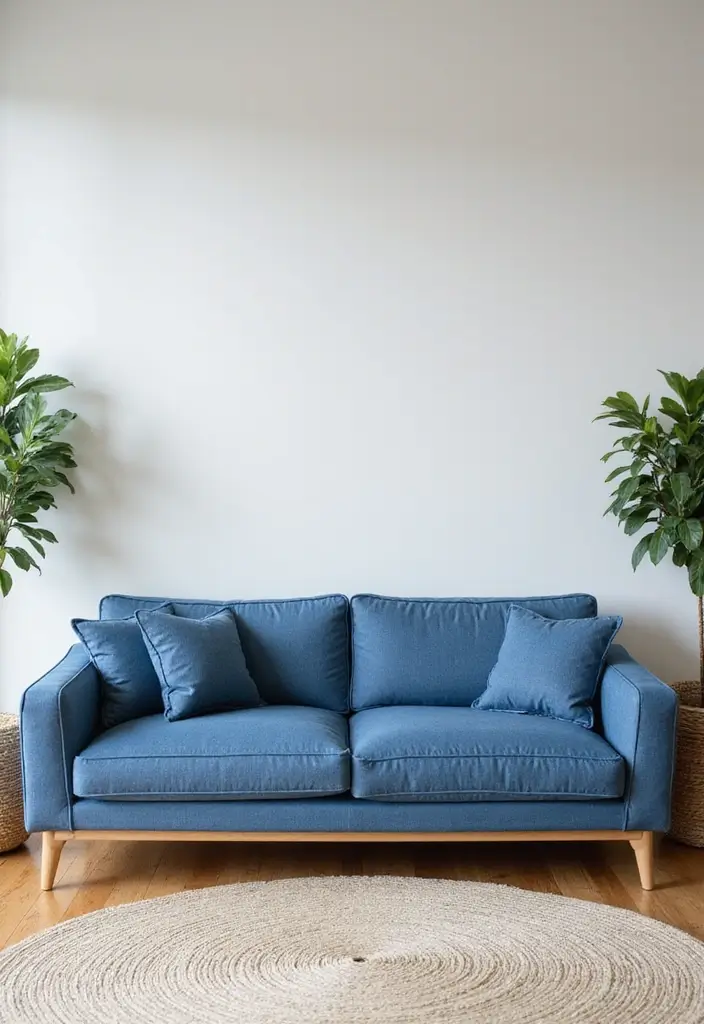 28 Blue Living Room Color Scheme Ideas That Feel Relaxing and Cool - 16. Soft Denim Blue and Crisp White