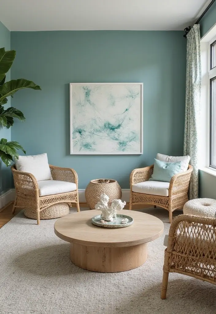 28 Blue Living Room Color Scheme Ideas That Feel Relaxing and Cool - 3. Ocean Teal Serenity