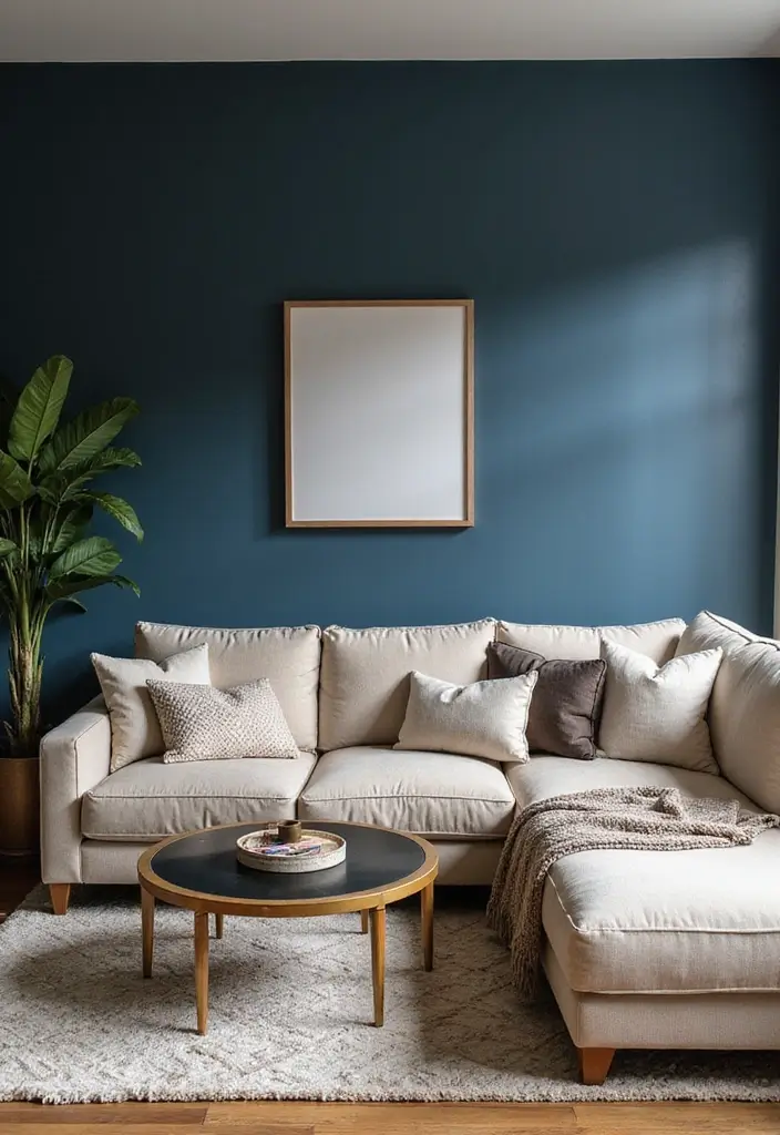 28 Blue Living Room Color Scheme Ideas That Feel Relaxing and Cool - 9. Classic Blue and Beige
