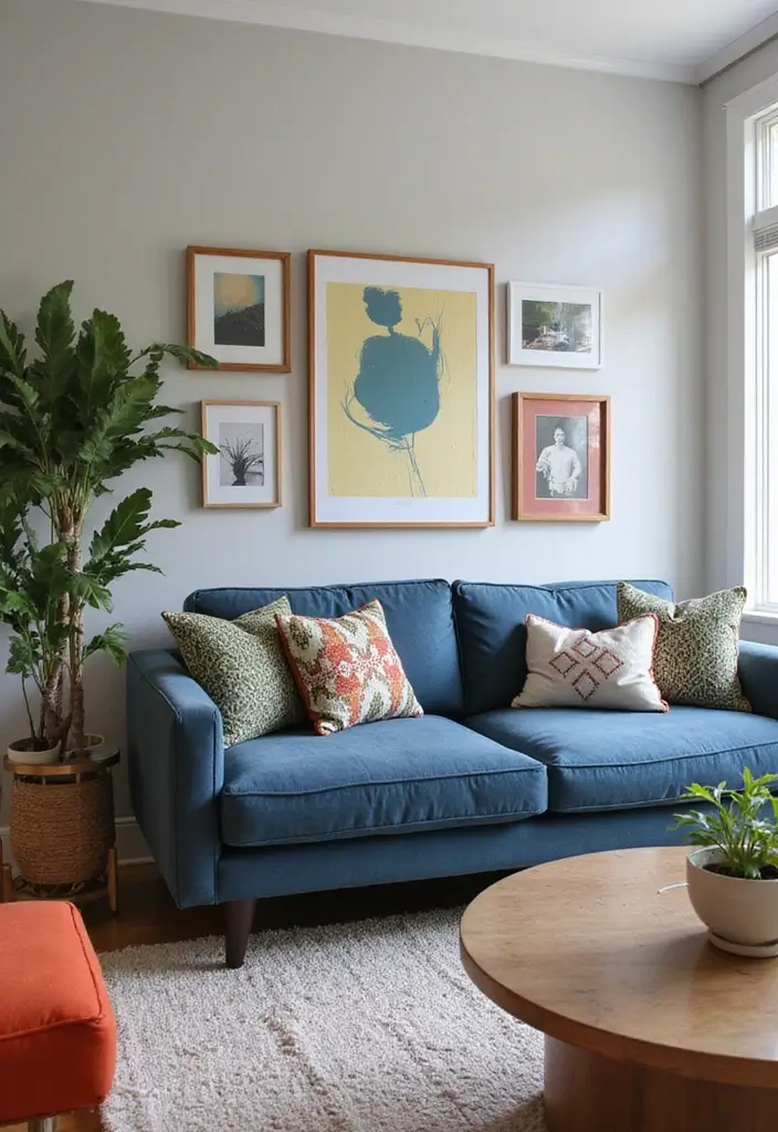 28 Colored Sofas Ideas for a Playful and Fresh Living Room - 23. Stylish Slate Blue