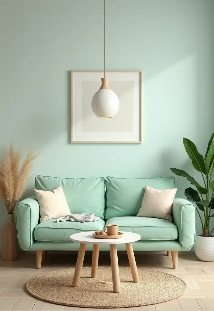 28 Colored Sofas Ideas for a Playful and Fresh Living Room - 9. Fresh Mint Green