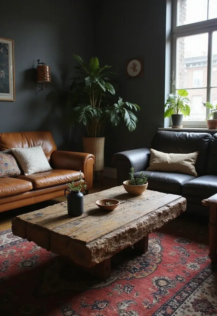28 Dark Boho Living Room Ideas That Feel Moody and Artistic - 11. Unique Coffee Tables
