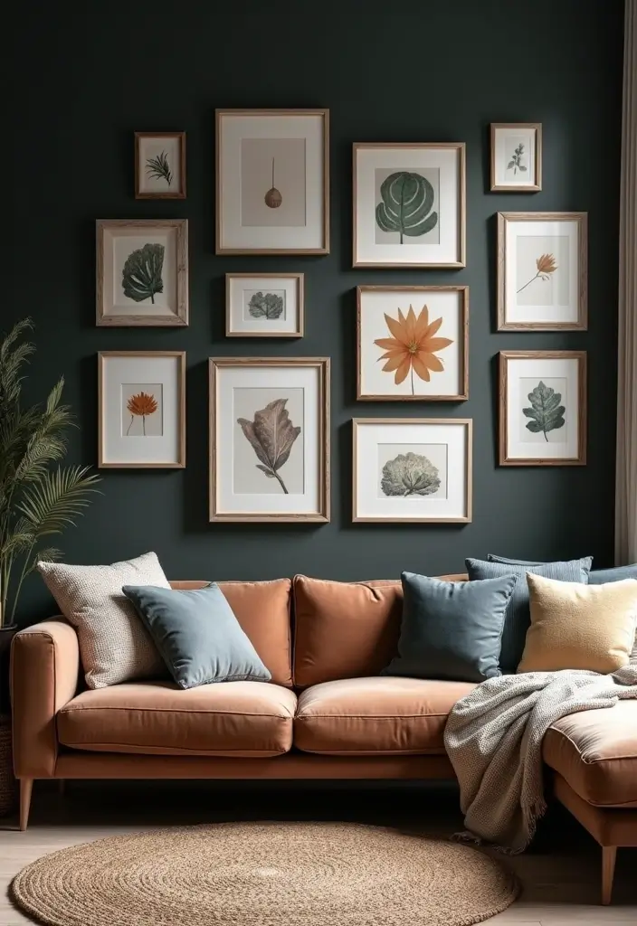 28 Dark Boho Living Room Ideas That Feel Moody and Artistic - 19. Personalized Artwork