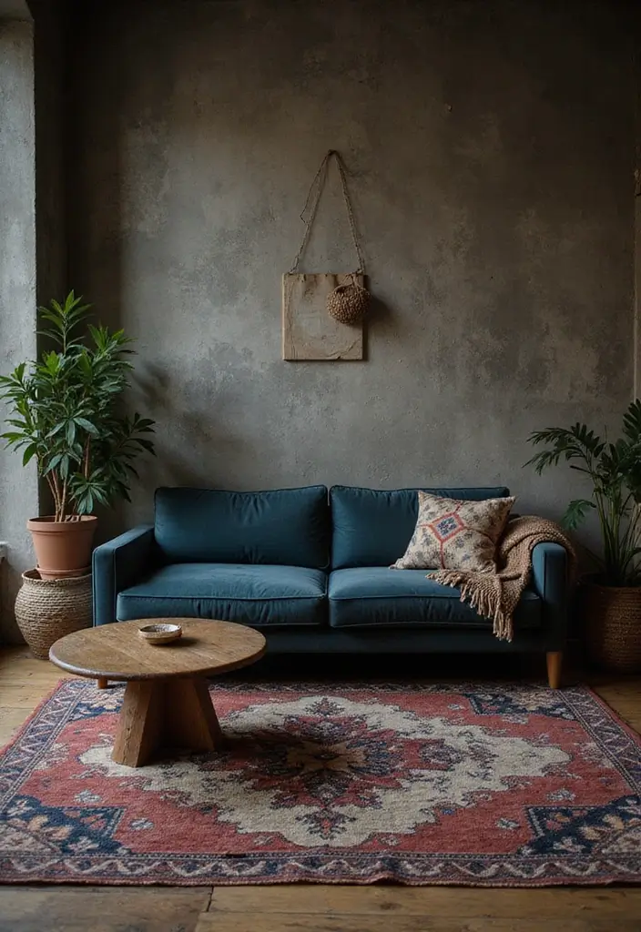 28 Dark Boho Living Room Ideas That Feel Moody and Artistic - 23. Textured Wallpaper