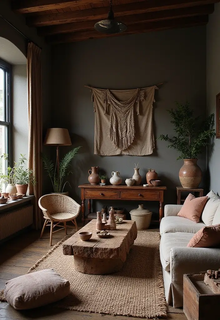 28 Dark Boho Living Room Ideas That Feel Moody and Artistic - 25. Handcrafted Items
