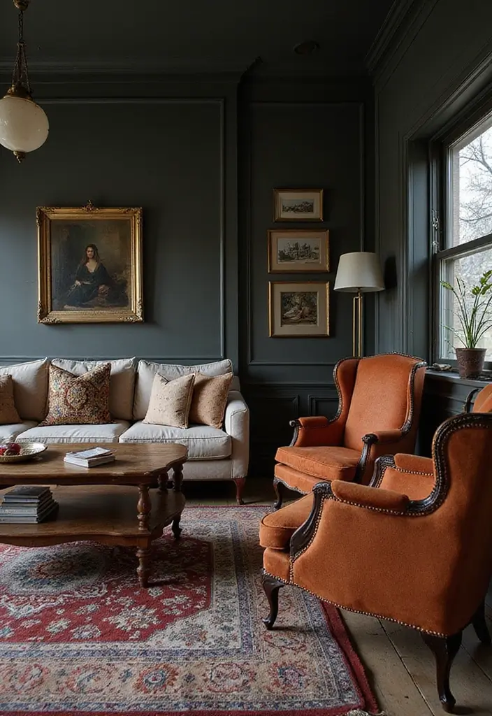 28 Dark Boho Living Room Ideas That Feel Moody and Artistic - 4. Eclectic Furniture Styles