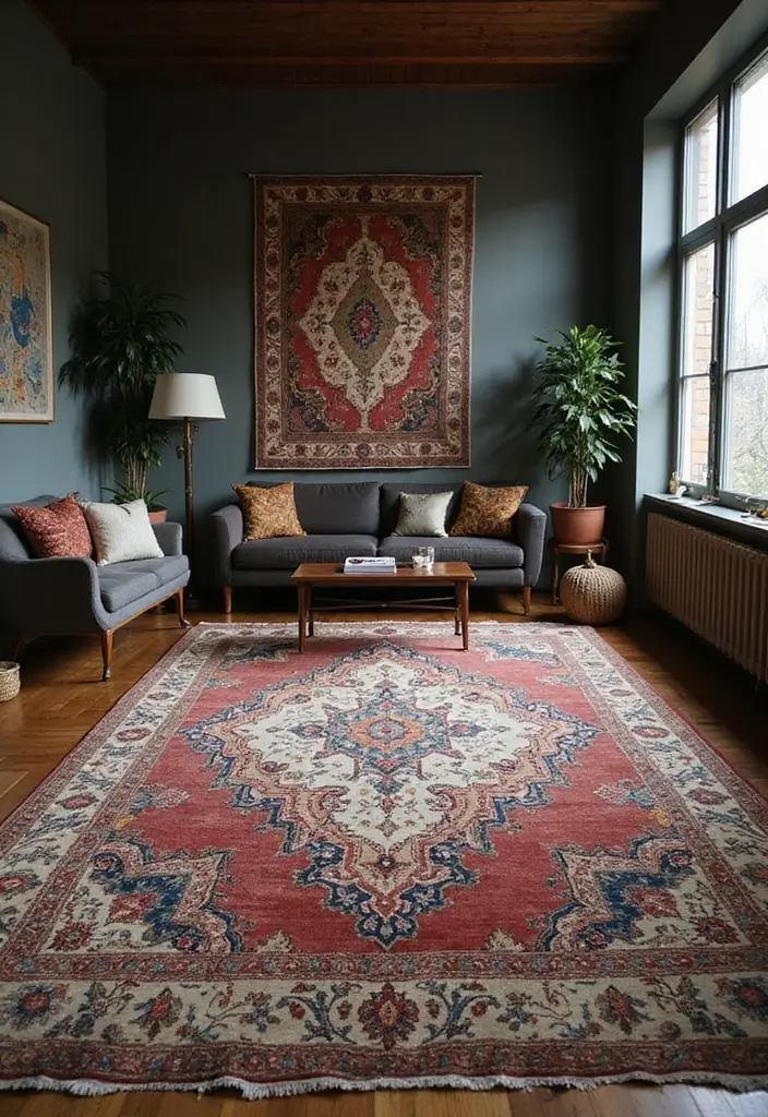 28 Dark Boho Living Room Ideas That Feel Moody and Artistic - 5. Layered Rugs
