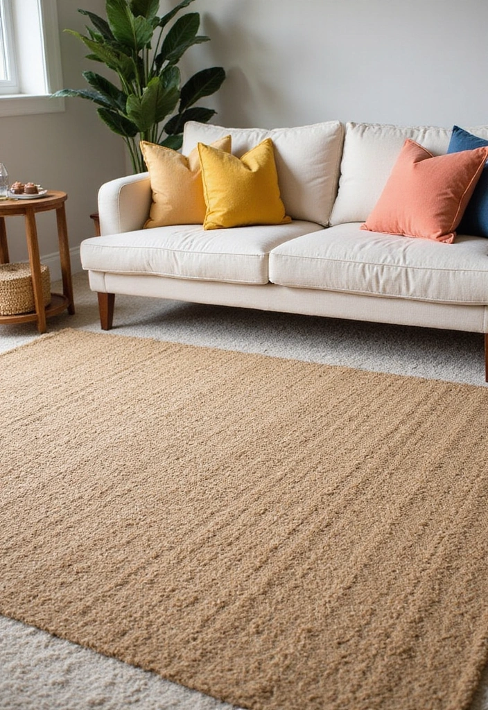 28 Floor Carpet Living Room Ideas That Add Texture and Warmth - 1. Soft Jute Area Rugs