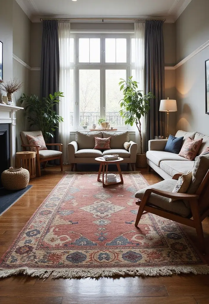 28 Floor Carpet Living Room Ideas That Add Texture and Warmth - 10. Vintage Kilim Rugs