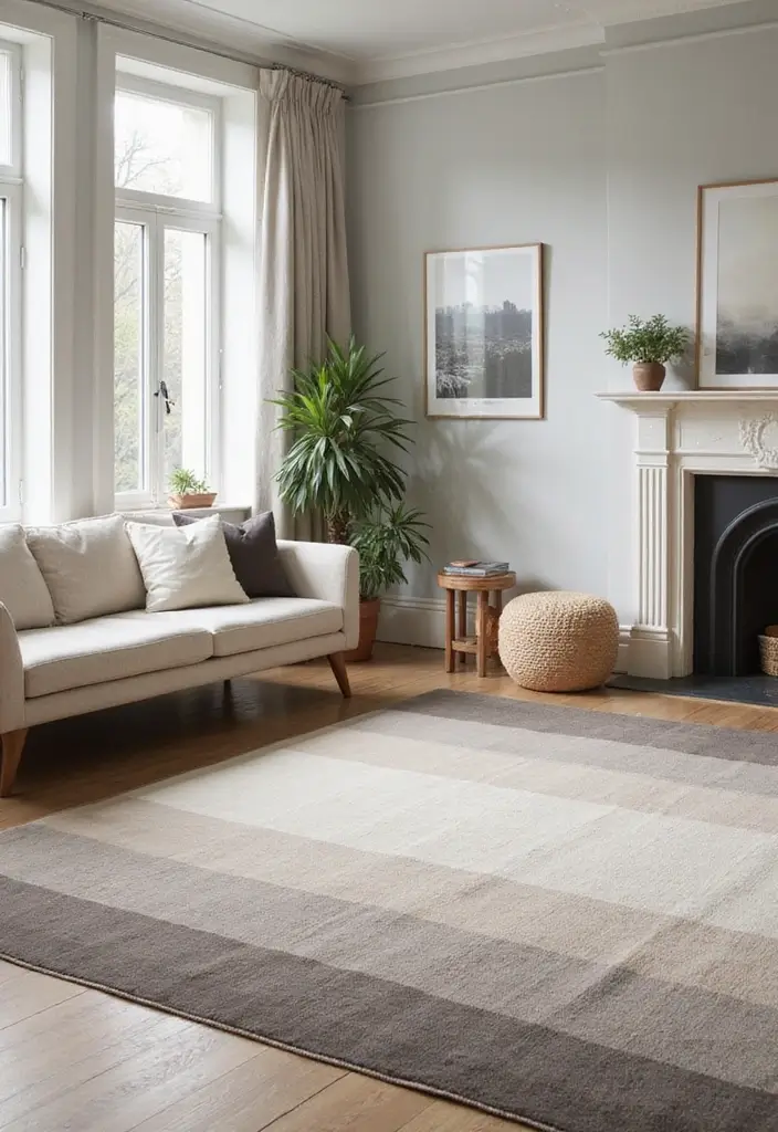28 Floor Carpet Living Room Ideas That Add Texture and Warmth - 16. Subtle Ombre Rugs