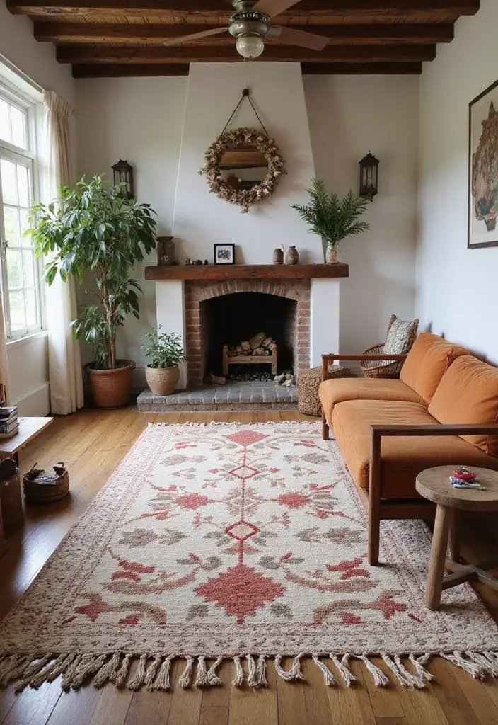 28 Floor Carpet Living Room Ideas That Add Texture and Warmth - 18. Handwoven Rugs