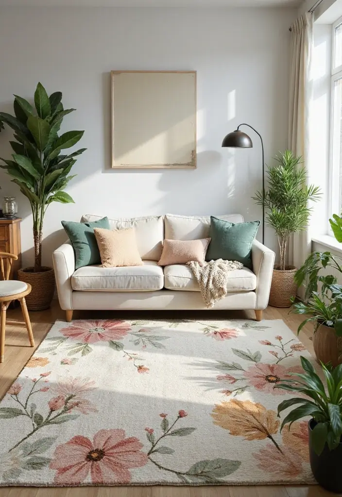 28 Floor Carpet Living Room Ideas That Add Texture and Warmth - 21. Nature-Inspired Rugs