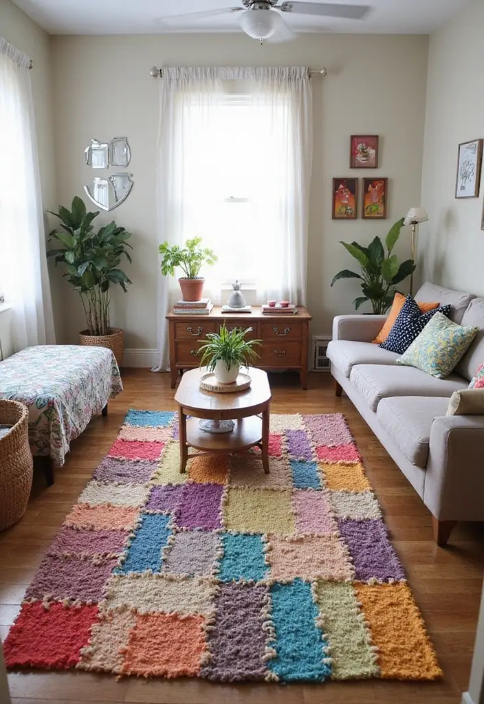 28 Floor Carpet Living Room Ideas That Add Texture and Warmth - 26. Creative DIY Rugs