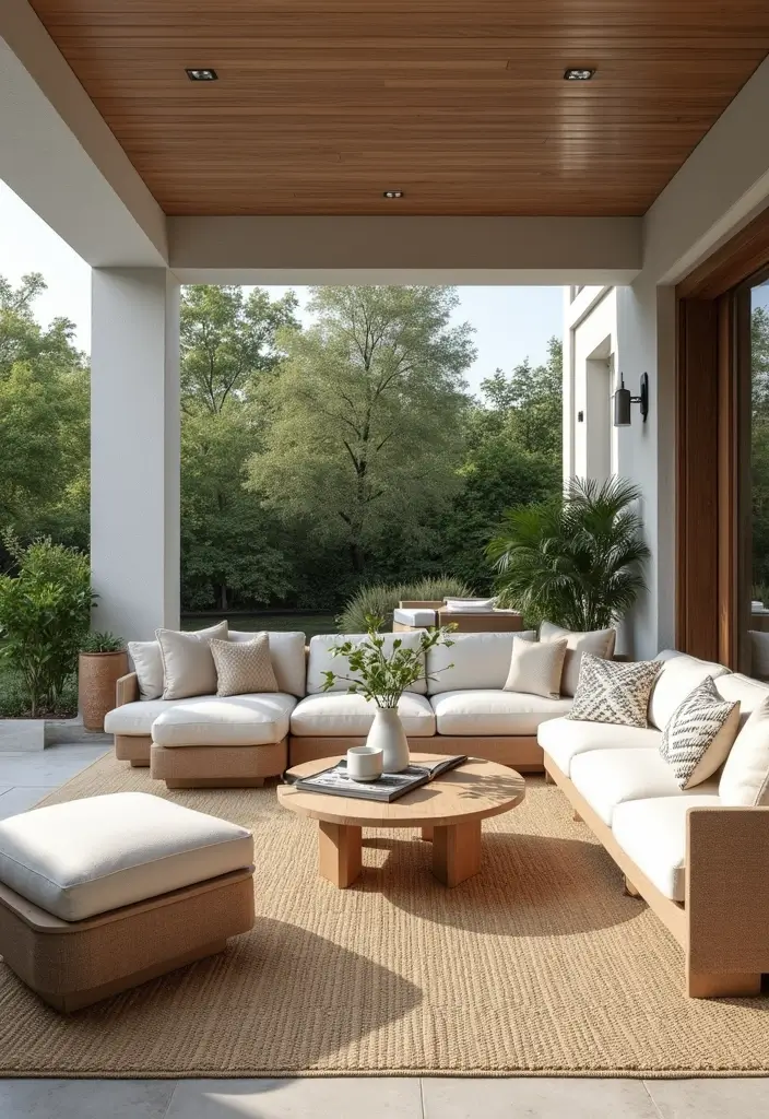 28 Floor Carpet Living Room Ideas That Add Texture and Warmth - 27. Indoor-Outdoor Rugs