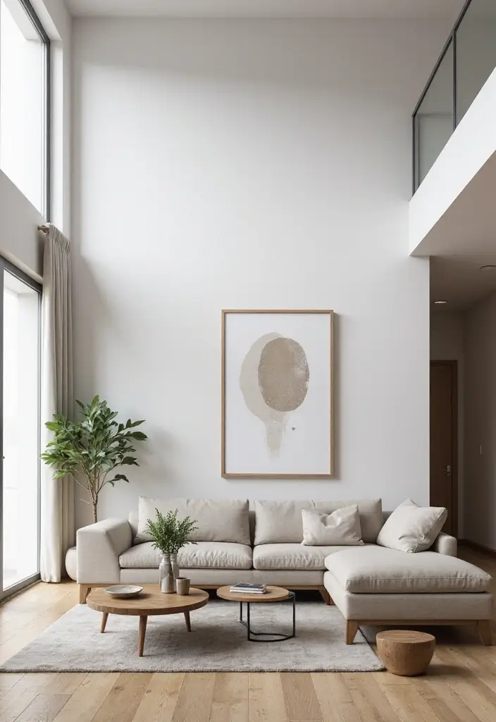 28 High Ceiling Living Room Ideas That Feel Open and Grand - 1. Modern Minimalism