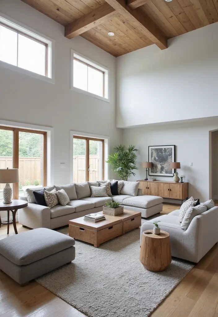 28 High Ceiling Living Room Ideas That Feel Open and Grand - 19. Multi-functional Spaces