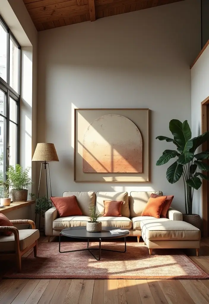 28 High Ceiling Living Room Ideas That Feel Open and Grand - 28. Vintage and Modern Fusion