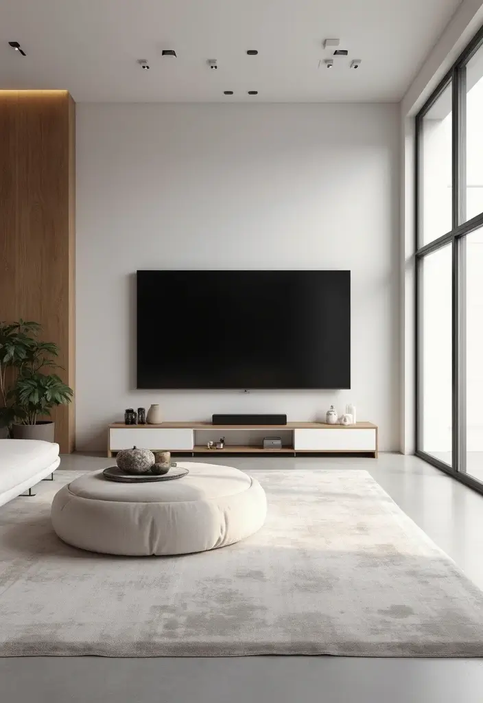 28 Large Living Room TV Wall Ideas That Feel Impressive and Modern - 10. Minimalist Color Palette