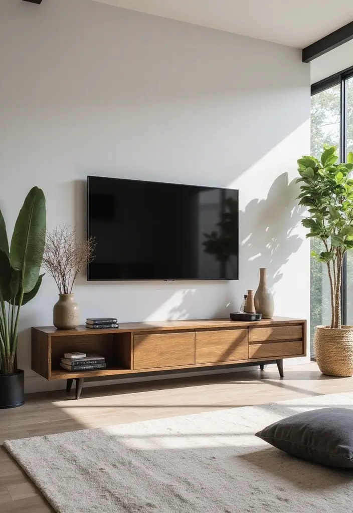 28 Large Living Room TV Wall Ideas That Feel Impressive and Modern - 12. Stylish Console Tables