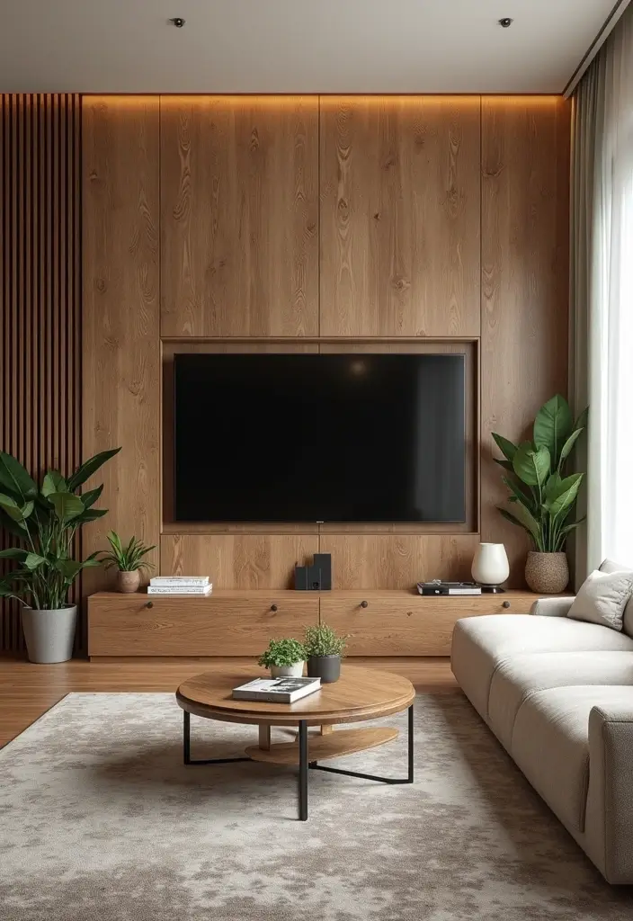 28 Large Living Room TV Wall Ideas That Feel Impressive and Modern - 14. Eco-Friendly Materials