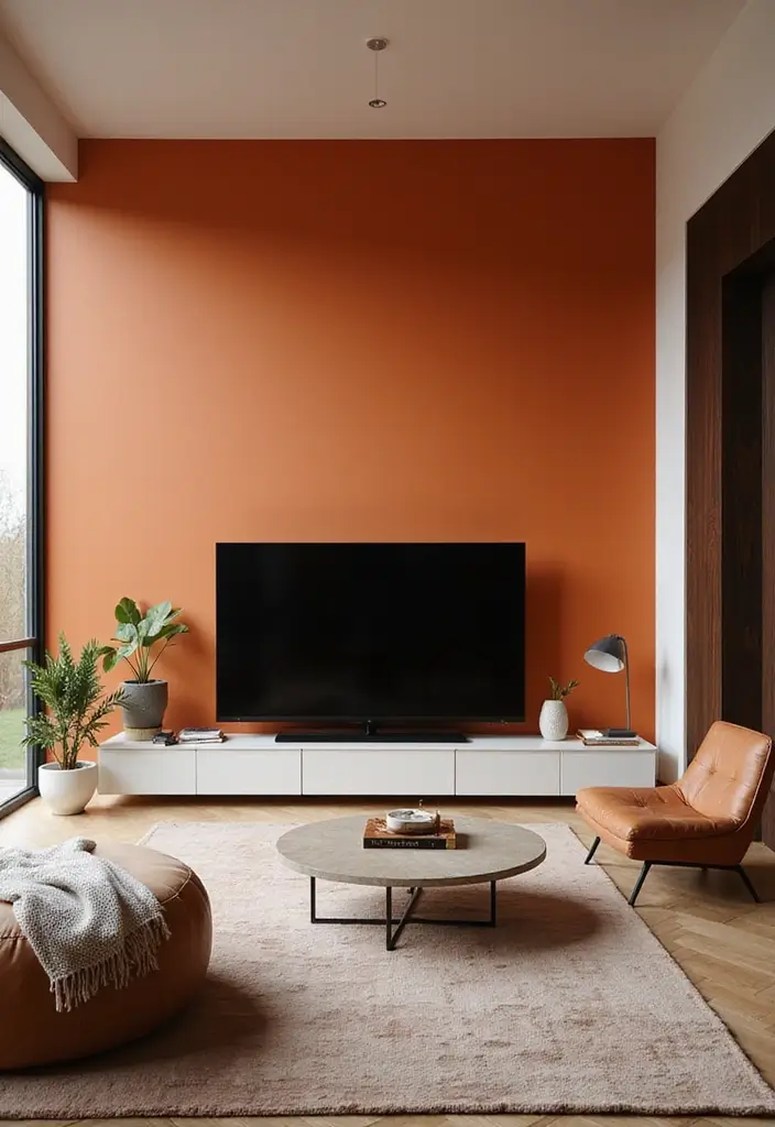 28 Large Living Room TV Wall Ideas That Feel Impressive and Modern - 21. Sophisticated Color Blocking